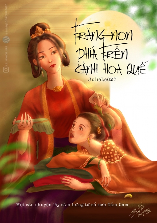 Trăng non phía trên cành hoa quế