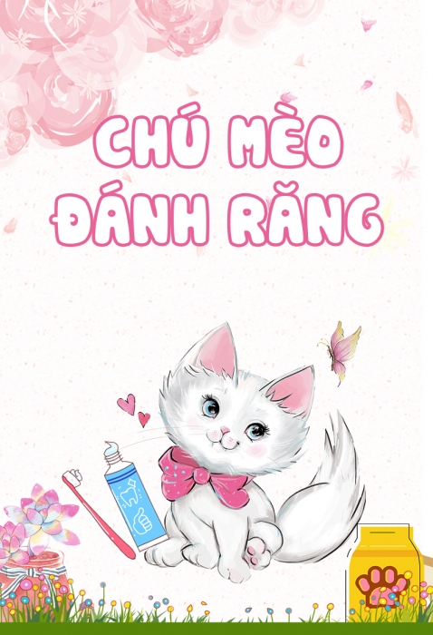 Chú mèo đánh răng
