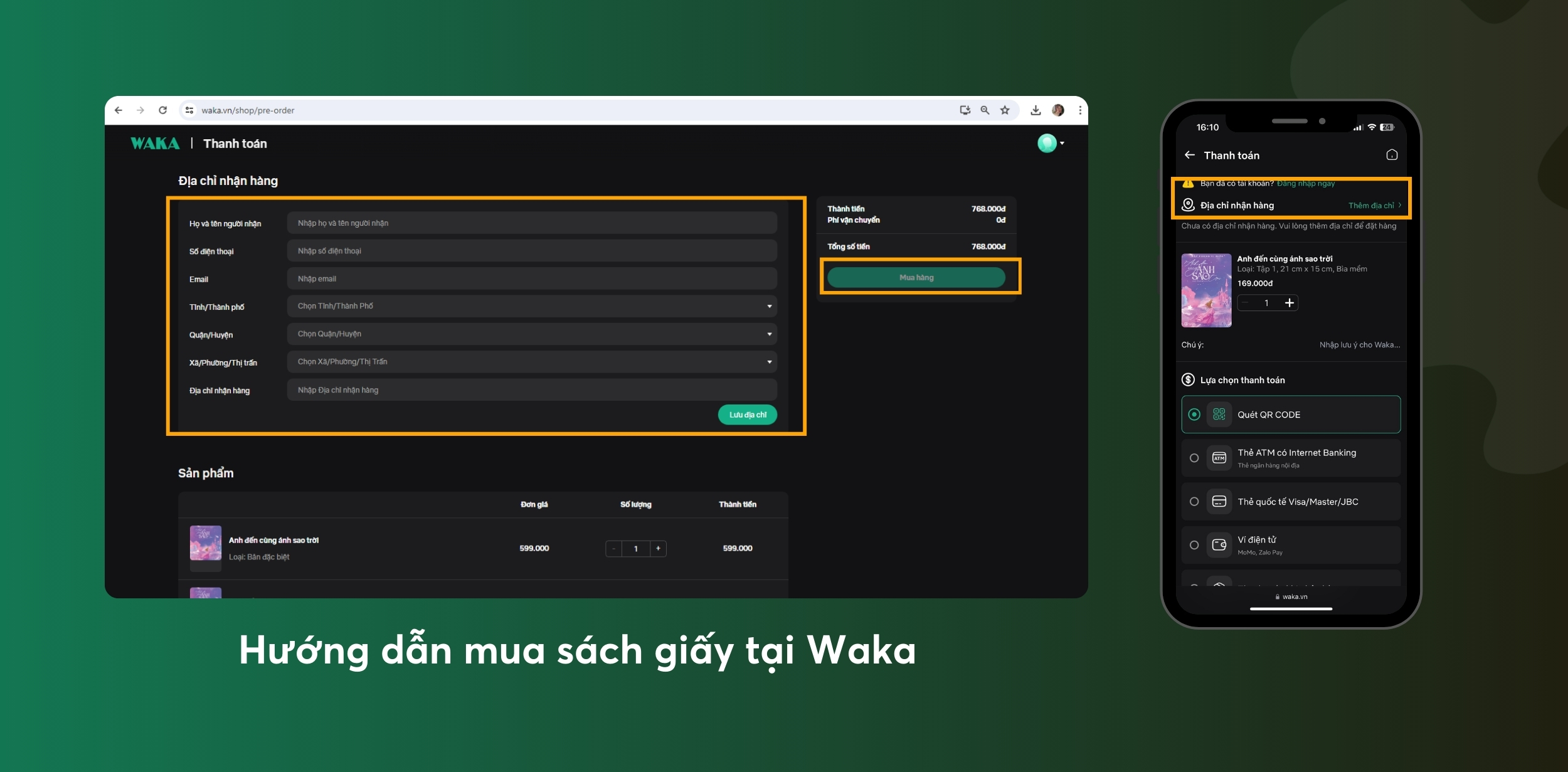 Hướng Dẫn Mua Sách Giấy Trên Website/Wapsite Tại Waka