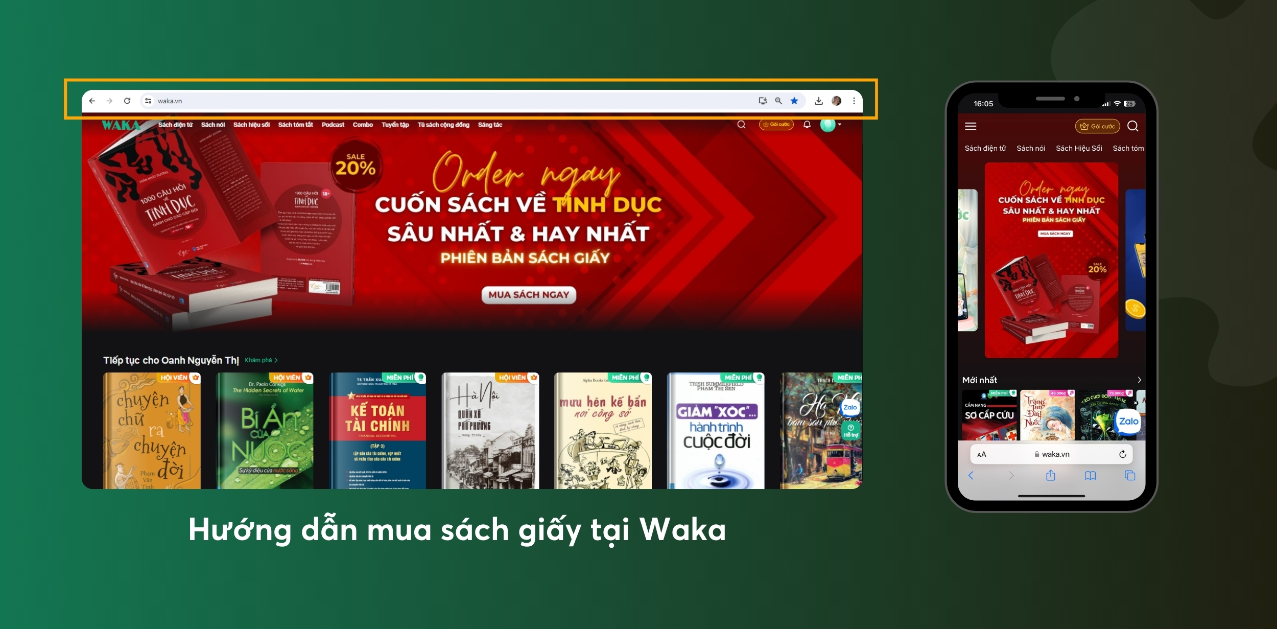 Hướng Dẫn Mua Sách Giấy Trên Website/Wapsite Tại Waka