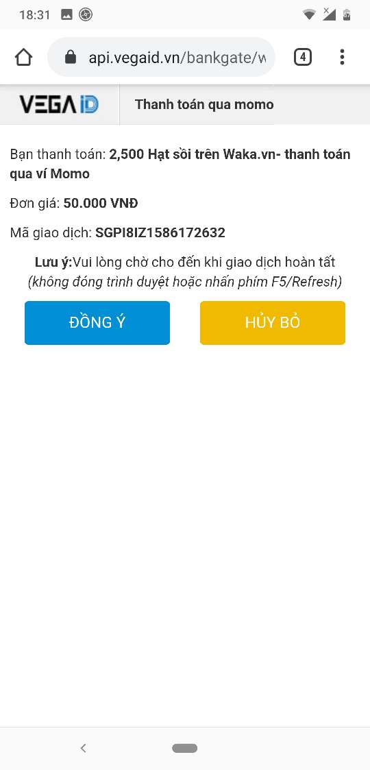 Hướng dẫn nạp Hạt Sồi trên wapsite - Thanh toán qua ví điện tử