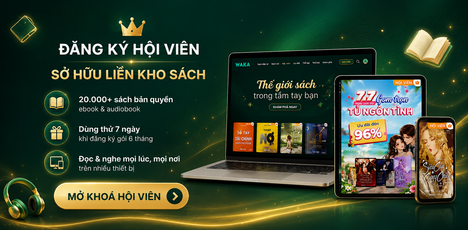 Đăng k&yacute; hội vi&ecirc;n mở liền kho s&aacute;ch tr&ecirc;n Waka