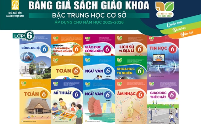 Cập nhật giá sách giáo khoa lớp 1, 2 và lớp 6 năm học 2025 - 2026